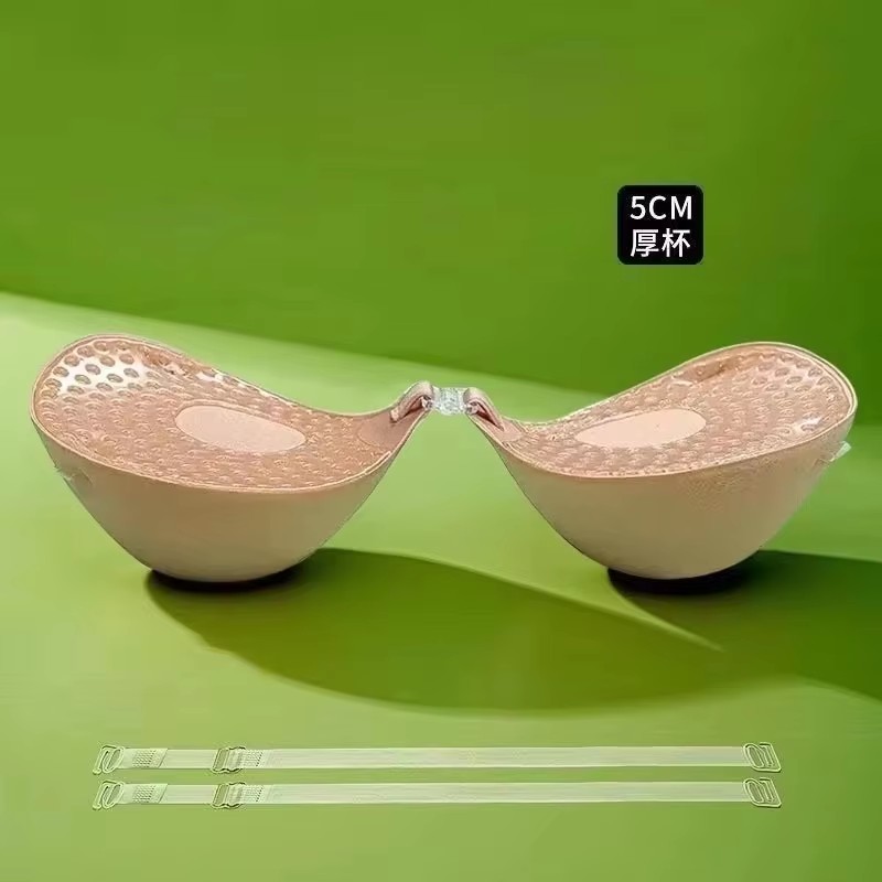 Push Up Bra Padded - บราซิลิโคนแบบหนา 5 ซม. ระบายอากาศได้ดี พร้อมเทปกาวติดนม ยกทรงด้านหน้าแบบดันทรง