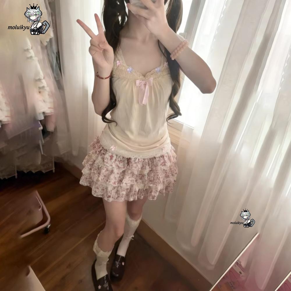 ชุดเซ็ต 2 ชิ้น สไตล์ Y2K สำหรั - Cami Top Lace บทวิจารณ์และราคา