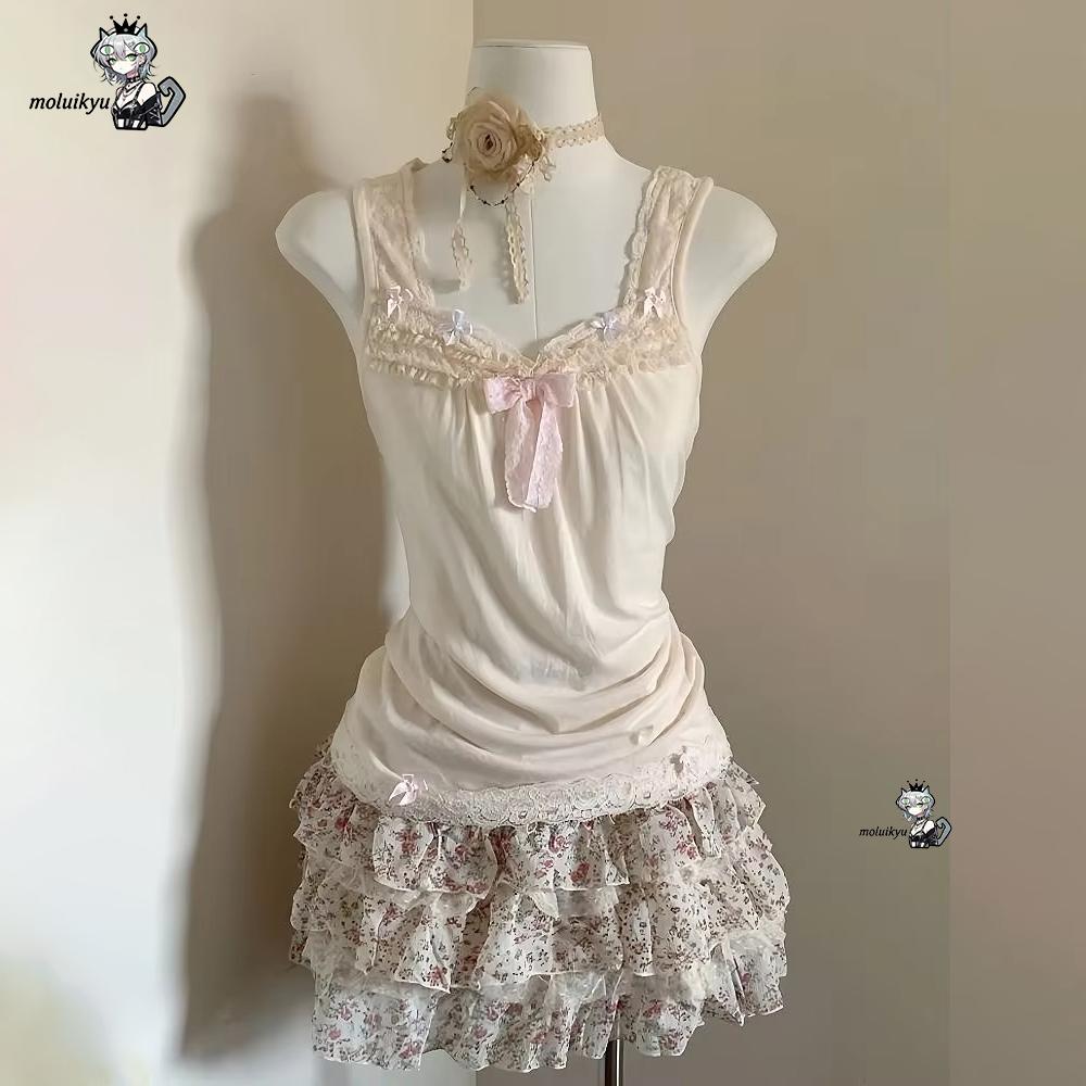 ชุดเซ็ต 2 ชิ้น สไตล์ Y2K สำหรั - Cami Top Lace บทวิจารณ์และราคา
